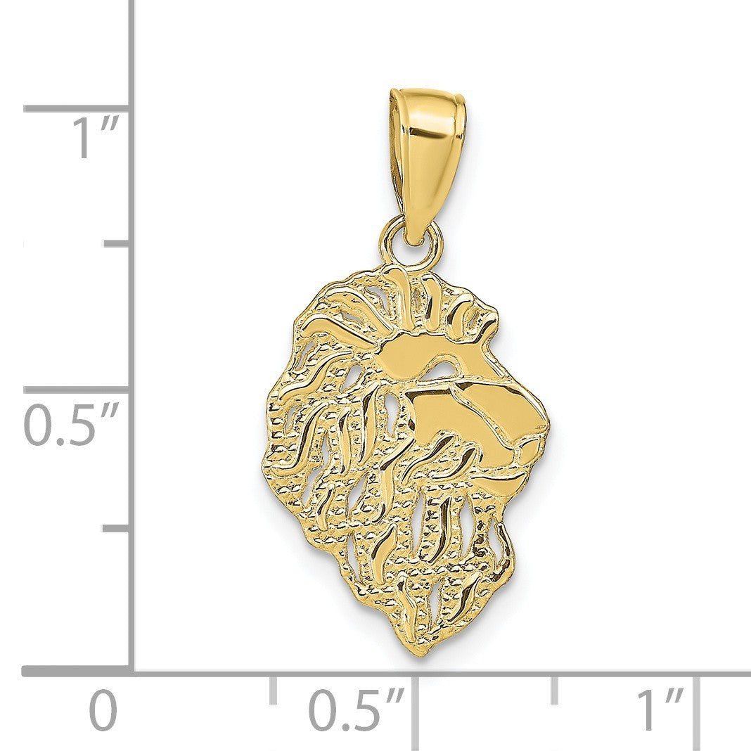 Lion Head  Pendant Charm Real 10K Yellow Gold