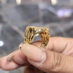 10K Solid Yellow Gold Last Supper Ring Cross Design Men’s Pinky Statement Ring