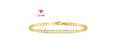 10K Yellow Gold Solid 2mm-6.5mm Curb Cuban Chain Link Necklace Bracelet 7"- 26"