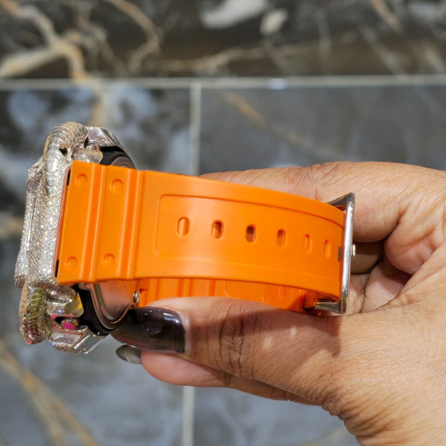 Dragon Edition G-shock  Watch With Natural Diamond and Orange Strap