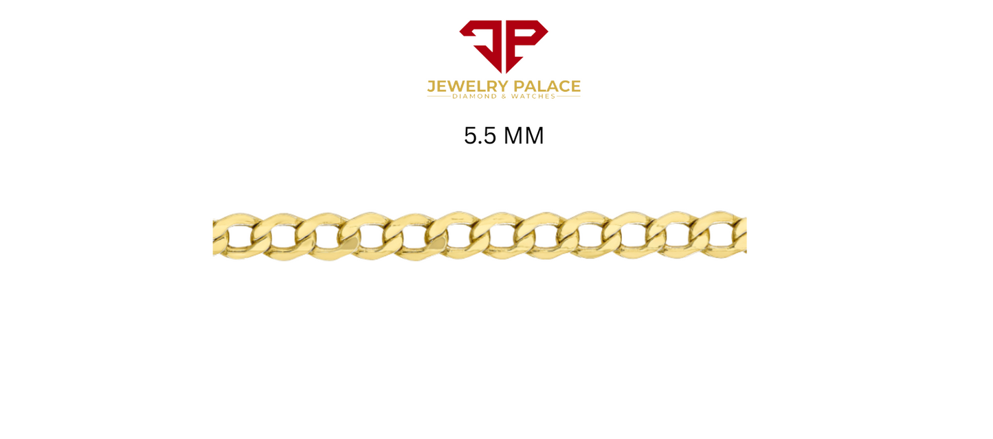 10K Yellow Gold Solid 2mm-6.5mm Curb Cuban Chain Link Necklace Bracelet 7"- 26"