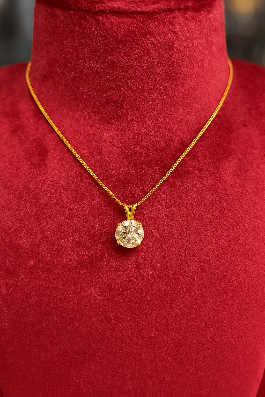 1.00 E VVS1 ROUND CUT LAB-CREATED DIAMOND SOLITAIRE PENDANT 14k WG AND YG