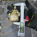 10K Yellow Gold Money Bag Pendant Charm Dollar Sign Diamond Cut Mens Hip Hop 3in