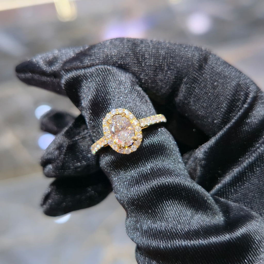 14K Yellow Gold Lab Grown Diamond Ring 1.00 ct Center Women Fine Jewellery