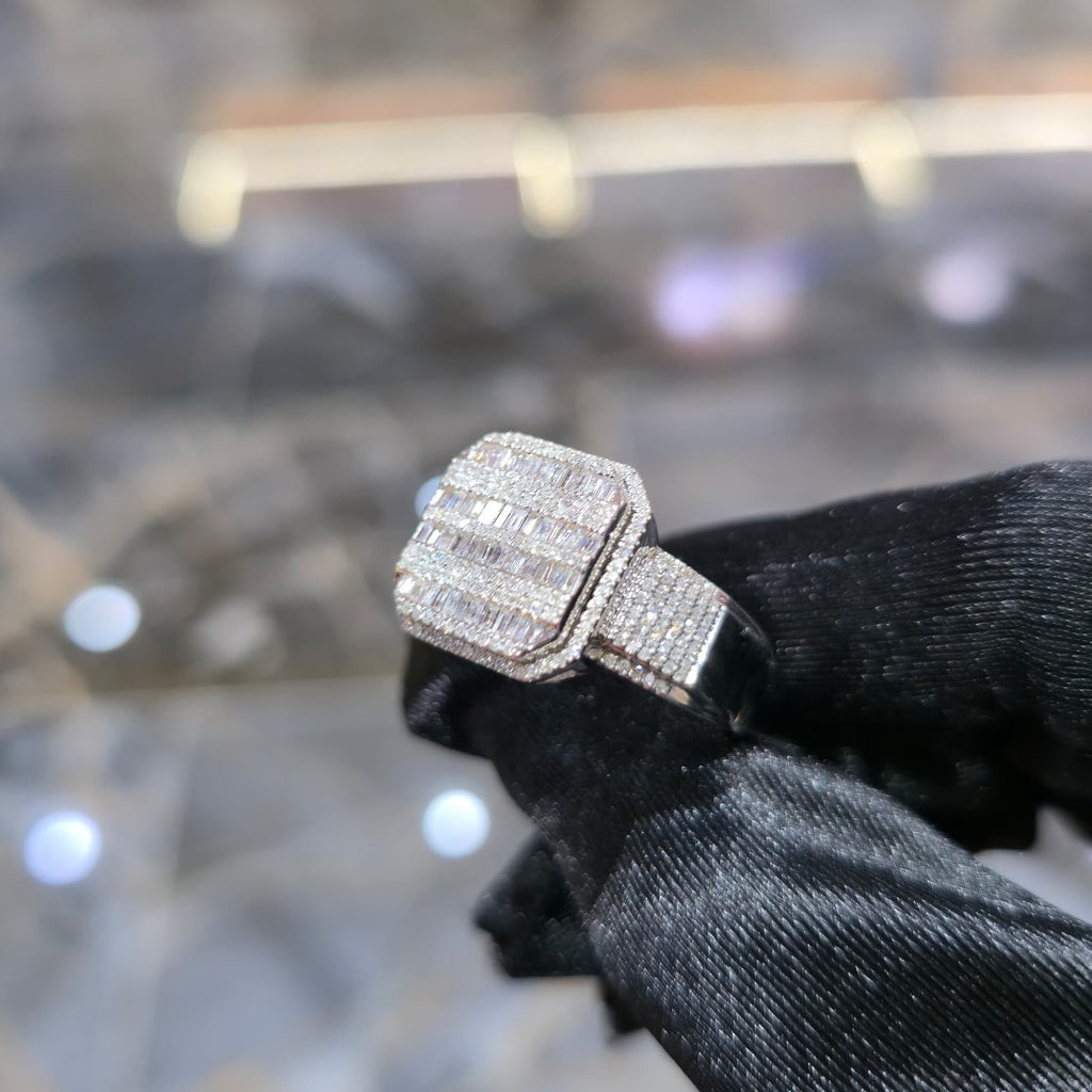 10K Yellow Gold Diamond Baguette Band Ring Men 1.50 ctw Channel Set