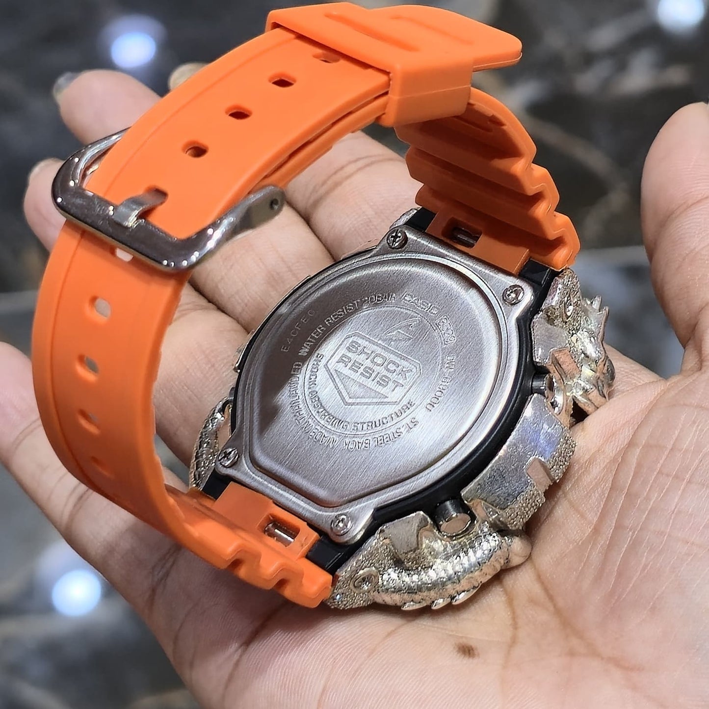 Dragon Edition G-shock  Watch With Natural Diamond and Orange Strap
