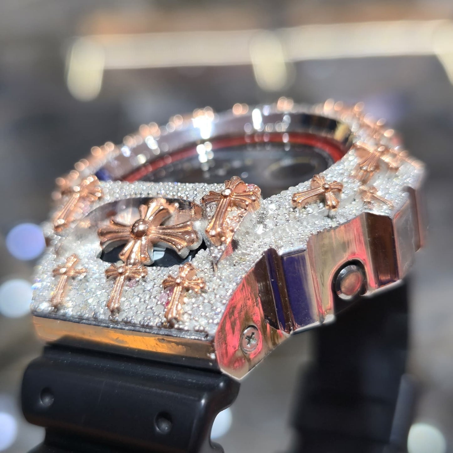 Authentic Diamond G-SHOCK DW6900TR Watch Cross Bezel | 5.00 CTW Natural Diamonds