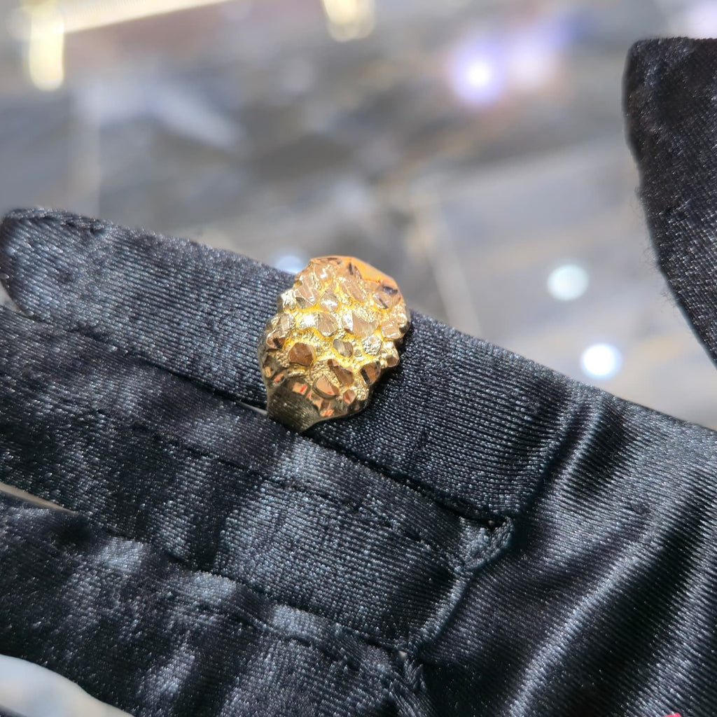10K Yellow Gold Nugget Ring Men Solid Statement Dome Heavy Bold Real