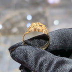 10K Yellow Gold Nugget Ring Men Solid Statement Dome Heavy Bold Real