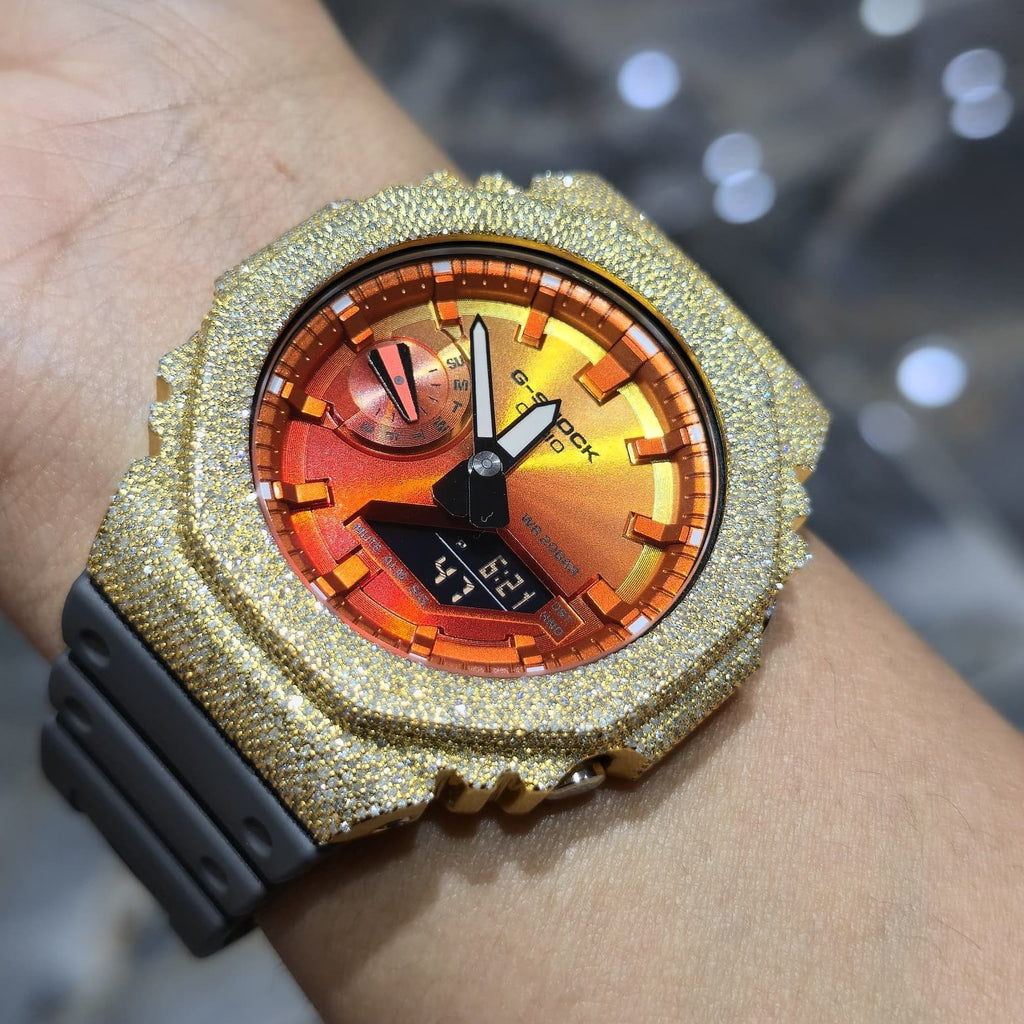 Casio G-Shock S2100  Iced Out Natural Diamond Watch 5CT | Inferno Dial