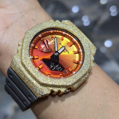 Casio G-Shock S2100  Iced Out Natural Diamond Watch 5CT | Inferno Dial