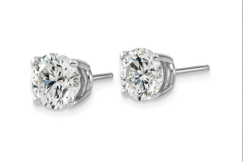 IGI F/VS 2 Ct Round Lab Created Grown Diamond Earrings Real 14K White Gold Screw
