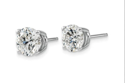 IGI F/VS 2 Ct Round Lab Created Grown Diamond Earrings Real 14K White Gold Screw