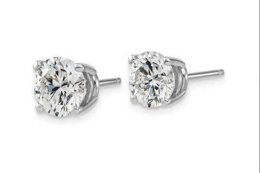IGI F/VS 2 Ct Round Lab Created Grown Diamond Earrings Real 14K White Gold Screw
