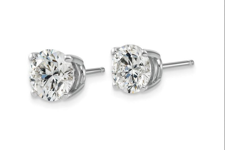 IGI F/VS 2 Ct Round Lab Created Grown Diamond Earrings Real 14K White Gold Screw