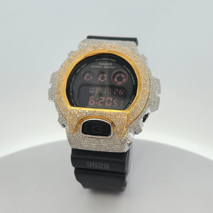 Casio G-Shock 6900 TwoTone Iced Out Natural Diamond Watch 5CT