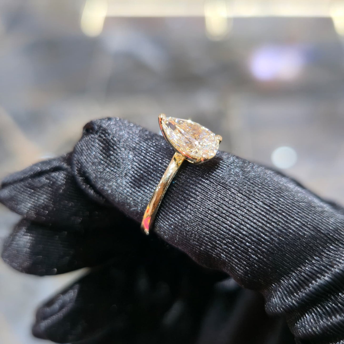 14K Gold 2.01ctw Lab Grown Diamond Pear Cut Ring F VS2 Solitaire Jewelry Palace