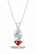 IGI F/VS 1 Ct Pear Lab Created Grown Diamond Pendant Necklace 14K White Gold 18"