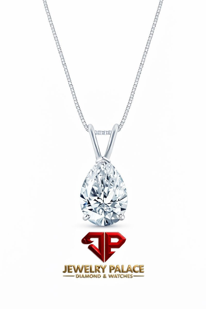 IGI F/VS 1 Ct Pear Lab Created Grown Diamond Pendant Necklace 14K White Gold 18"