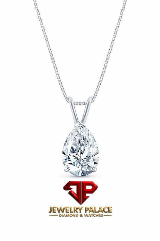 IGI F/VS 1 Ct Pear Lab Created Grown Diamond Pendant Necklace 14K White Gold 18"