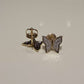 0.12CTW Natural Diamond 10K Gold Yellow White Butterfly Stud Earrings 9mm