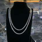 10K Yellow Gold Diamond Tennis Chain Necklace 3.3mm GH SI Men Women