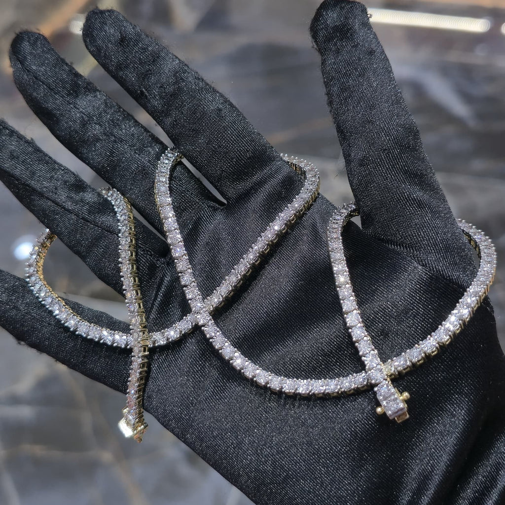 10K Yellow Gold Diamond Tennis Chain 1.87ctw GH SI 22" 33.9g Jewelry Palace