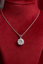 1.00 E VVS1 ROUND CUT LAB-CREATED DIAMOND SOLITAIRE PENDANT 14k WG AND YG