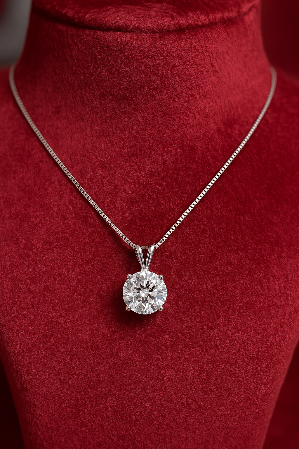 1.00 E VVS1 ROUND CUT LAB-CREATED DIAMOND SOLITAIRE PENDANT 14k WG AND YG