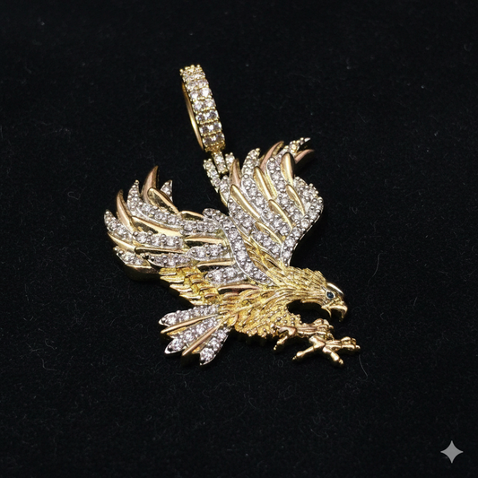 10k Yellow Gold Diamond Eagle Pendant 7/8 ctw