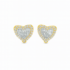 10K Yellow Gold 0.50 ctw Diamond Heart-Shaped Earrings | Baguette & Round Cut | Jewelry Palace
