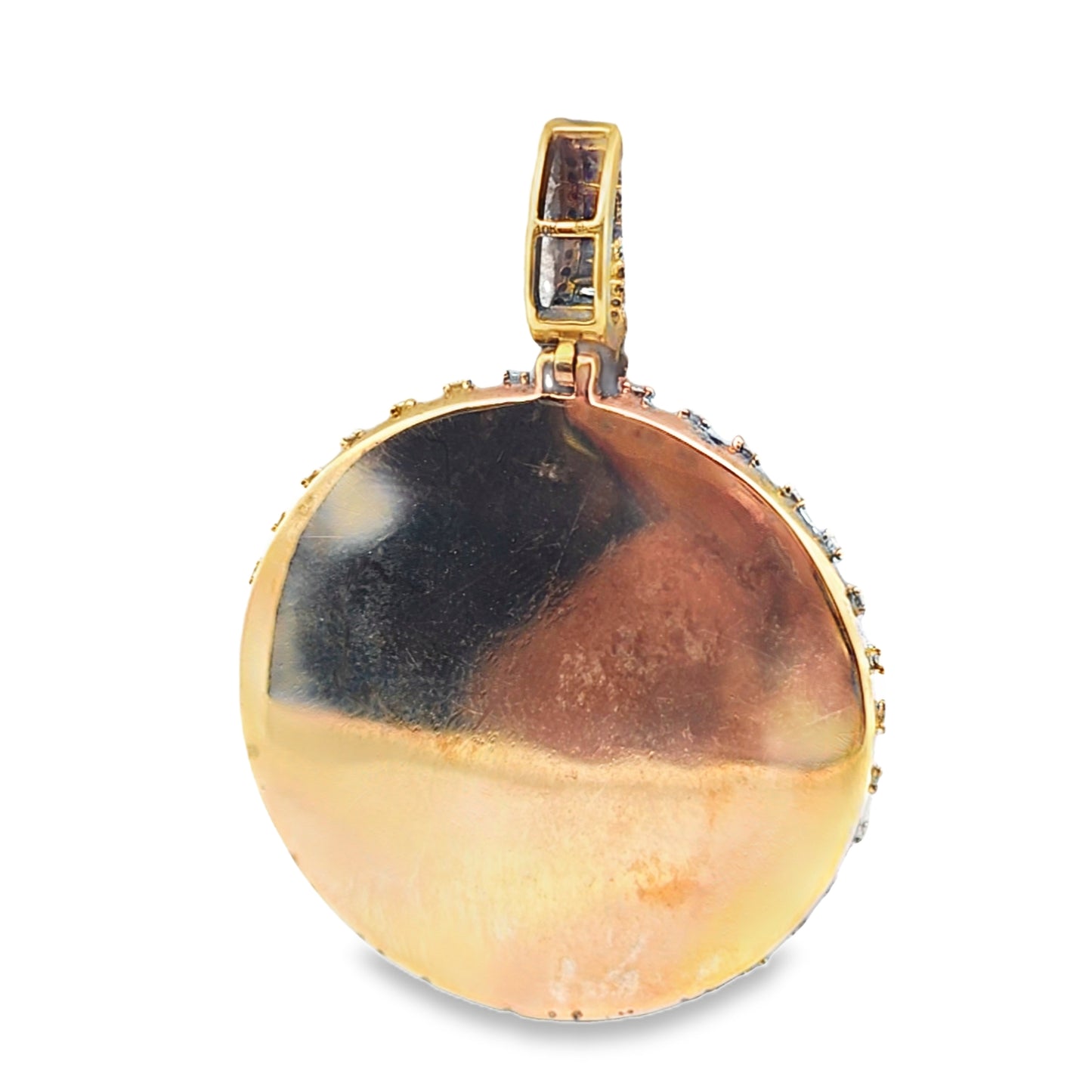 10k Yellow Gold Baguette Diamond Round Memory Pendant  4.0 ctw