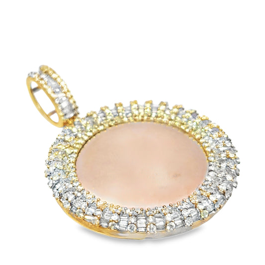 10k Yellow Gold Baguette Diamond Round Memory Pendant  4.0 ctw