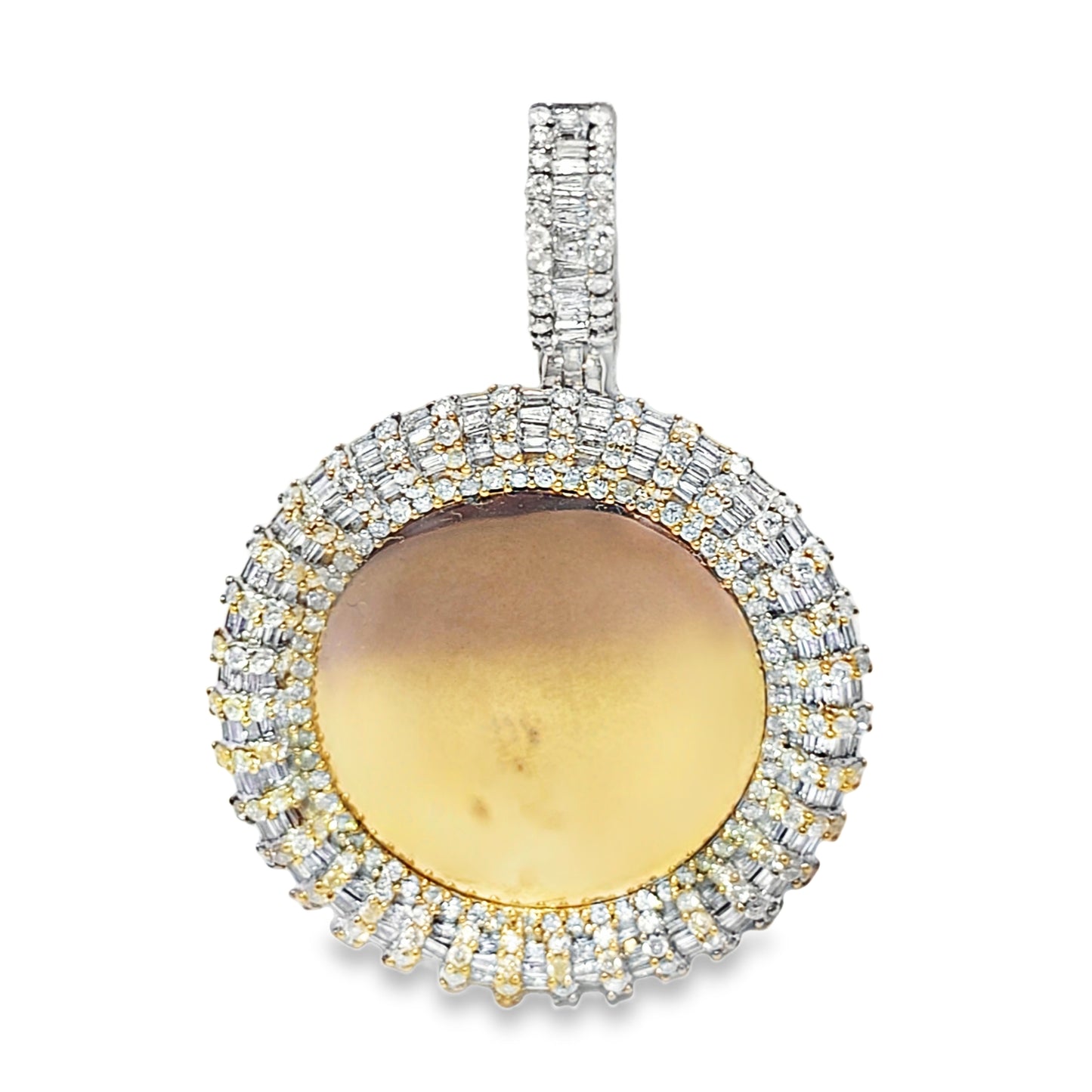10k Yellow Gold Baguette Diamond Round Memory Pendant  4.0 ctw