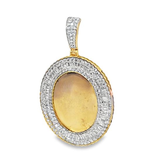 10k Yellow Gold Diamond Oval Memory Pendant 3.0 ctw