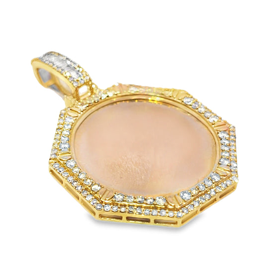 10k Yellow Gold Diamond Hexagon Memory Pendant 2.0 ctw