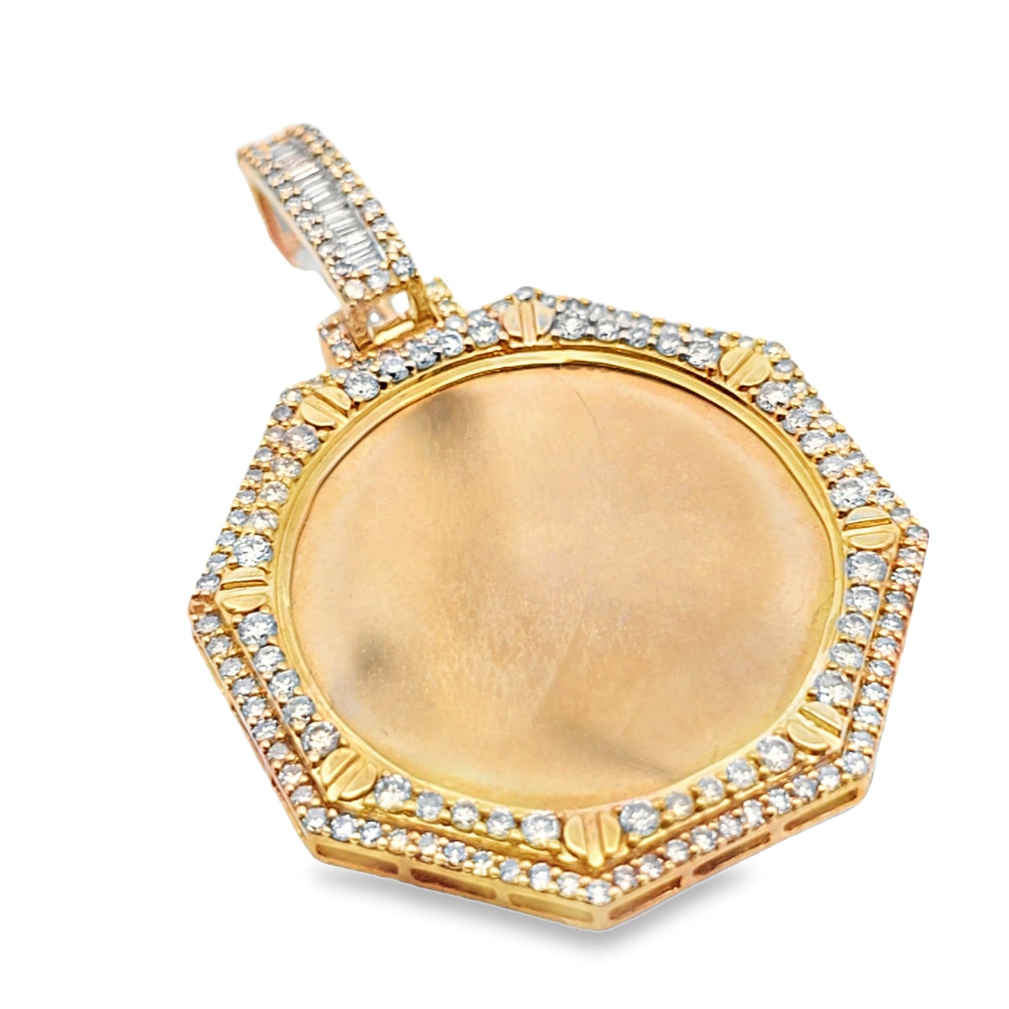 10k Yellow Gold Diamond Hexagon Memory Pendant 2.0 ctw