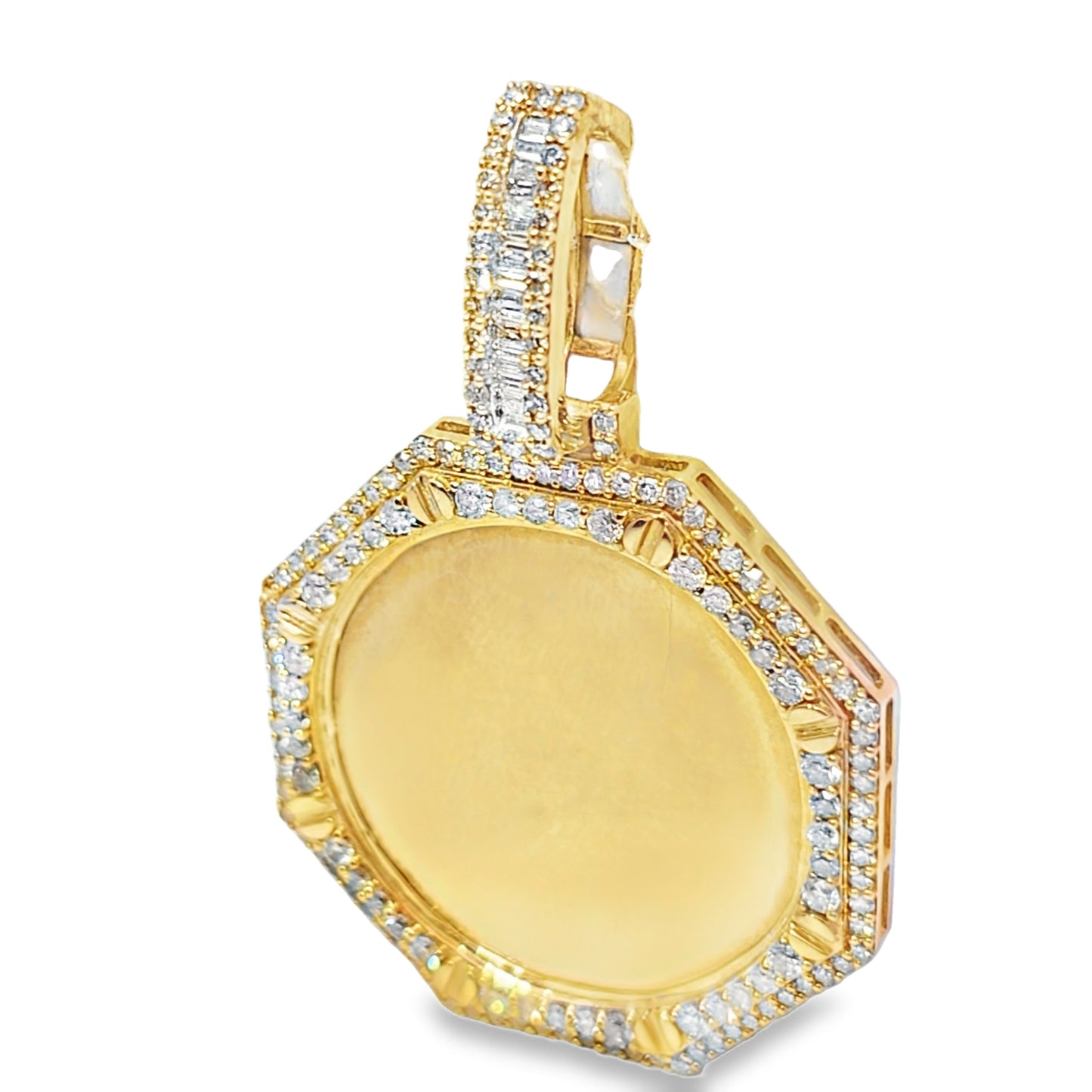 10k Yellow Gold Diamond Hexagon Memory Pendant 2.0 ctw