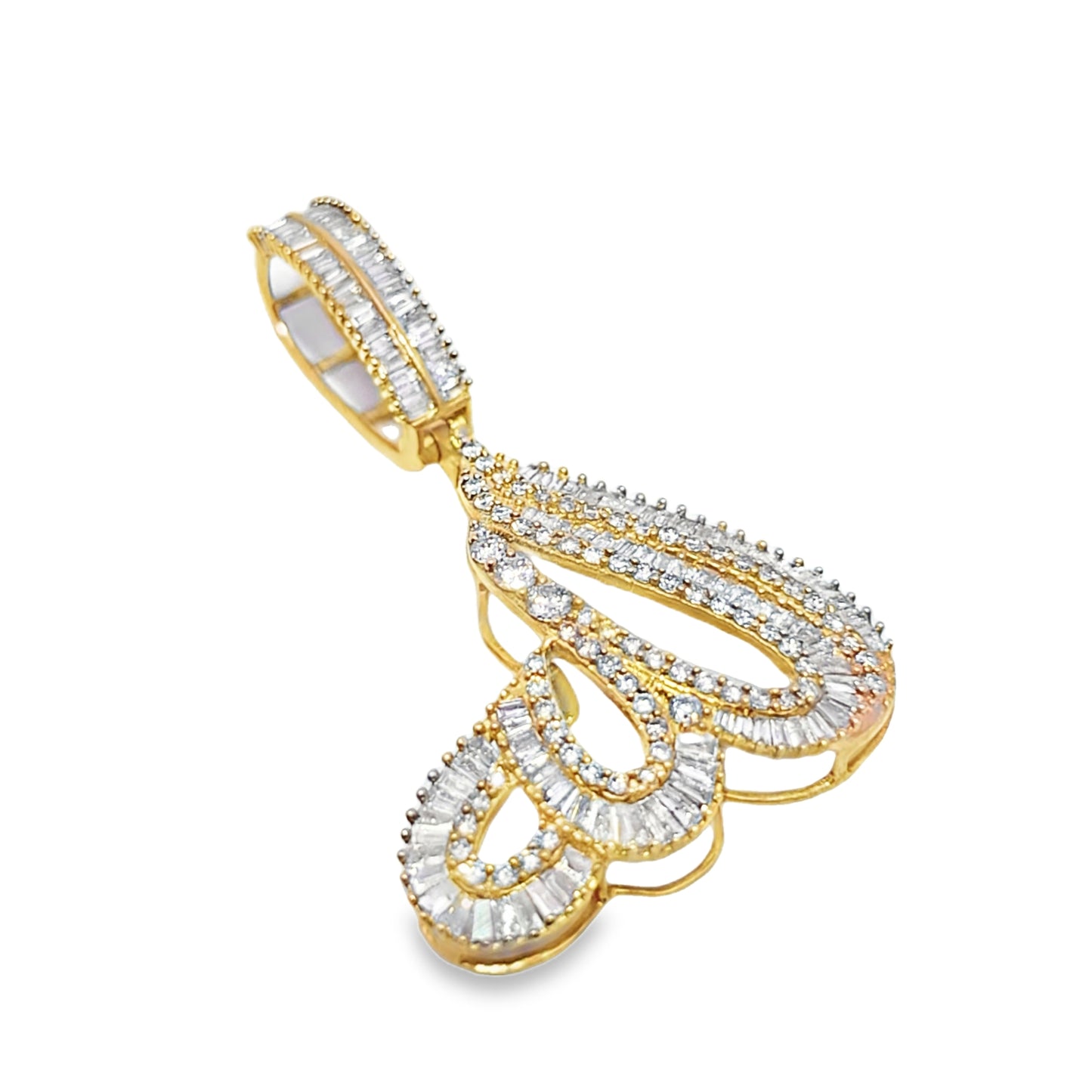 10K Yellow Gold 2.25 ctw Baguette Diamond Allah Pendant | Spiritual Iced-Out Faith Piece | Jewelry Palace