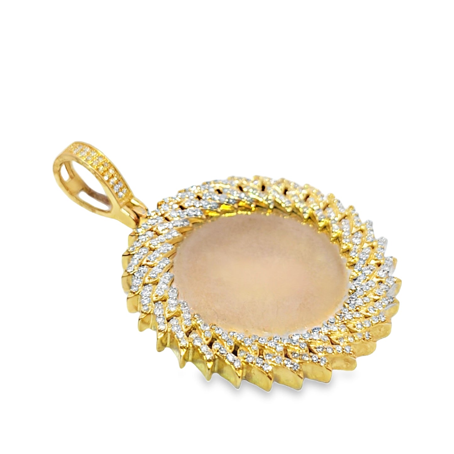 10K Yellow Gold Round Diamond Frame Memory Pendant 0.74 ctw