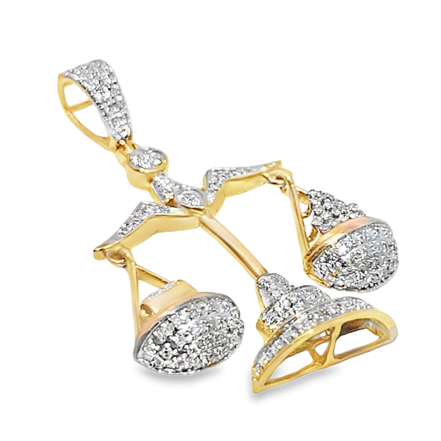 10K Yellow Gold 0.75 ctw Diamond Libra Scale Pendant | Zodiac Justice Symbol | Jewelry Palace