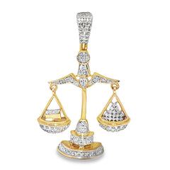 10K Yellow Gold 0.75 ctw Diamond Libra Scale Pendant | Zodiac Justice Symbol | Jewelry Palace