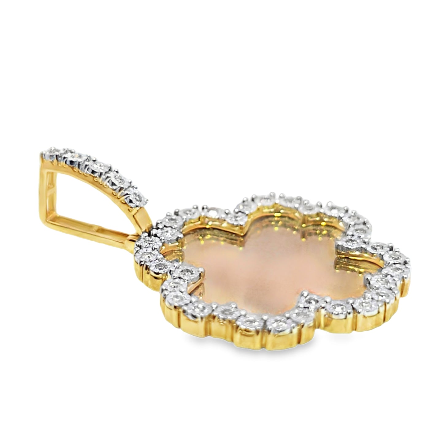 10k Yellow Gold Diamond Four Leaf Clover Pendant 0.50 ctw