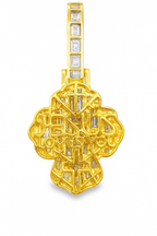 10K Yellow and White Gold Baguette Fancy Cross with 3.00 CTW Diamonds