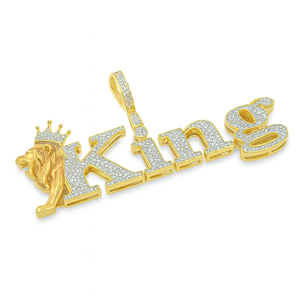 10K Yellow Gold Diamond “King” Pendant with Lion Crown 2.0 ctw