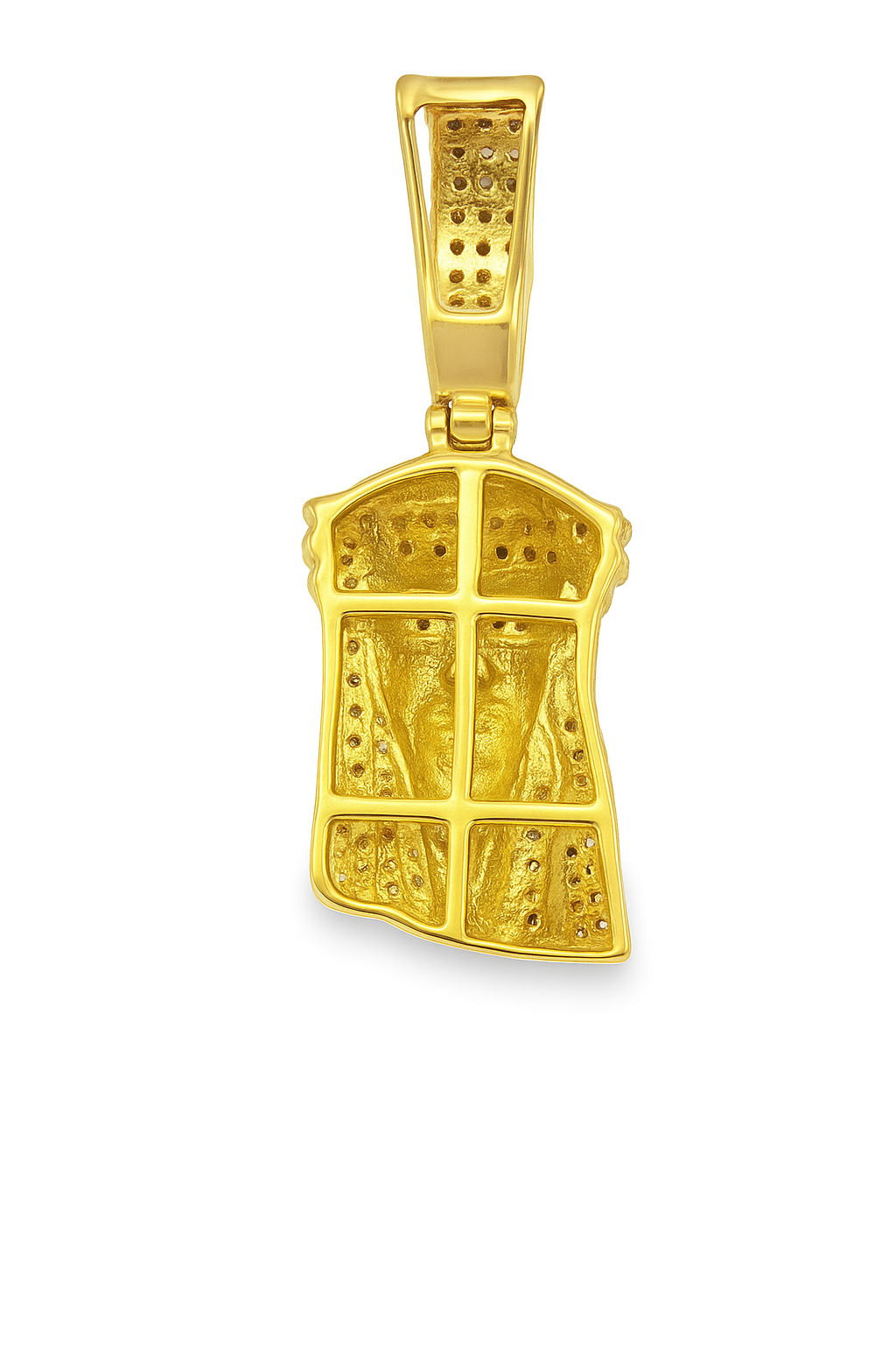 10K gold religious diamond Jesus pendant detail