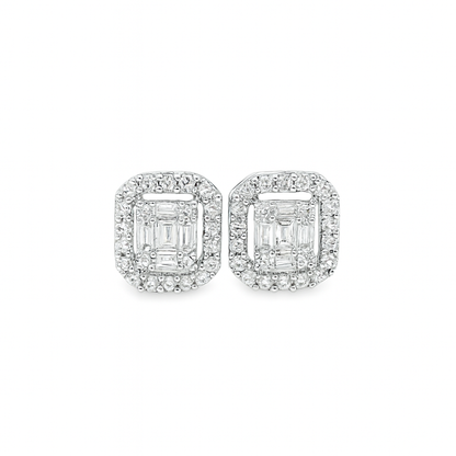 Emerald Cut Earrings 0.25 ctw Diamond 14K White Gold