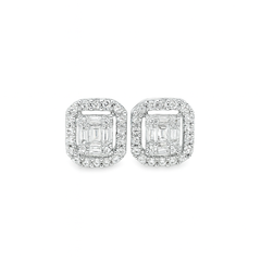 Emerald Cut Earrings 0.25 ctw Diamond 14K White Gold