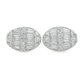 14K White Gold 0.38 ctw Diamond Oval Earrings | Baguette & Round Cut | Jewelry Palace