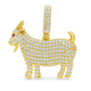 10K Yellow Gold Diamond Goat Pendant with Ruby Accent 1.75 ctw